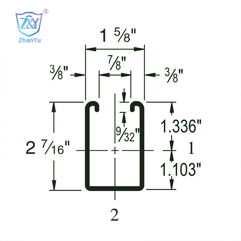 Struti kanal ,2-7/16″Konsoolvars ühe tugiposti jaoks,Maa-aluse tehnotunneli tugisüsteem,