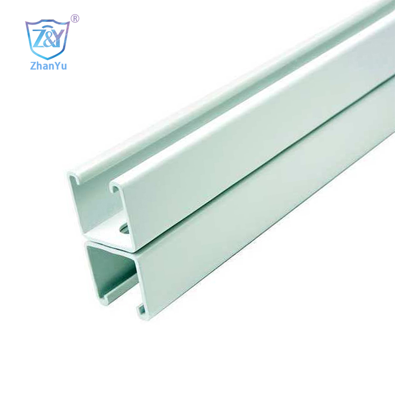 Canal de puntal pla esquena 1-5/8″x1-5/8″ amb HDG, Recobriment en pols, Pinça d'amortiment de zinc